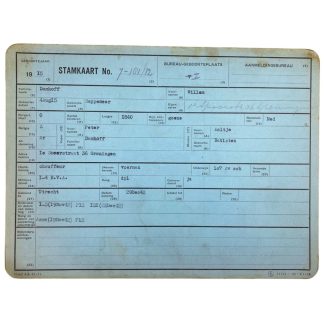 Original WWII Nederlandsche Arbeidsdienst pedigree card - Sappemeer/Groningen
