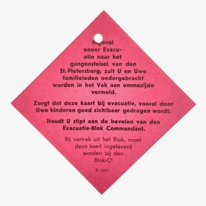Original WWII Dutch evacuation card Maastricht