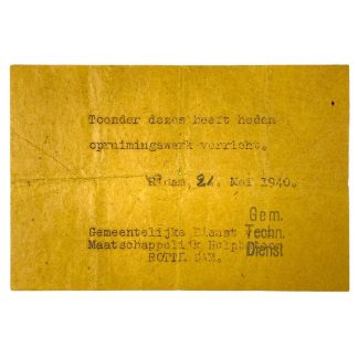Original WWII Dutch ID document bombing of Rotterdam