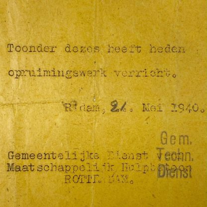 Original WWII Dutch ID document bombing of Rotterdam