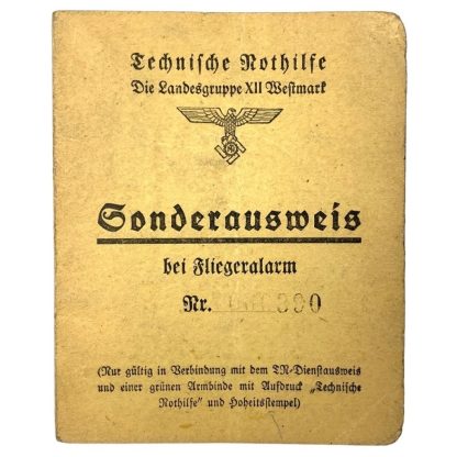 Original WWII German TENO Sonderausweis
