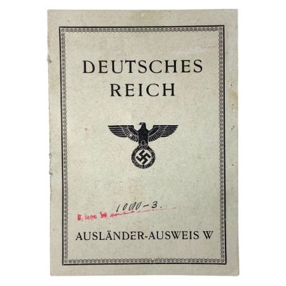 Original WWII German Ausländer-Ausweis of a Dutch dental assistance in the Luftwaffe