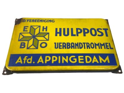 Original WWII Dutch enamel first aid station sign Appingedam