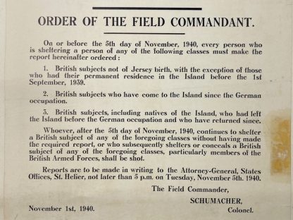 Original WWII German poster of British Channel Island Jersey