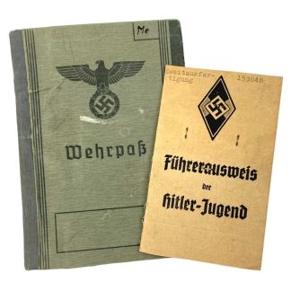 Original WWII German Wehrpass and Hitlerjugend Führerausweis KIA