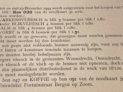 Original WWII Dutch notice distribution service poster Bergen op Zoom