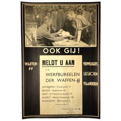 Original WWII Flemish Waffen-SS 'SS-Freiwilligen Legion Flandern' recruitment poster