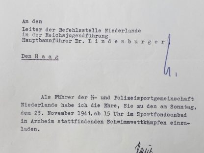 Original WWII German SS-Gruppenführer Rauter letter with autograph (Arnhem)