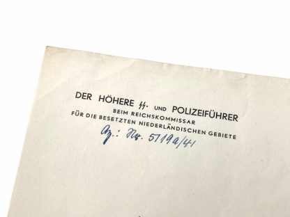 Original WWII German SS-Gruppenführer Rauter letter with autograph (Arnhem)