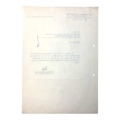 Original WWII German SS-Gruppenführer Rauter letter with autograph (Arnhem)