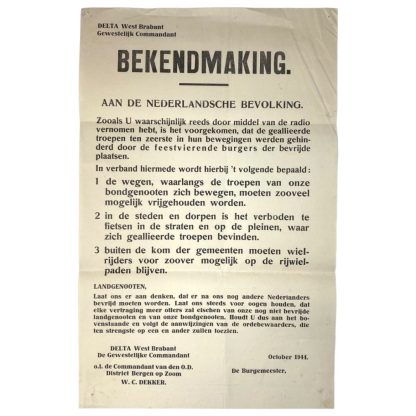 Original WWII Dutch liberation poster Bergen op Zoom