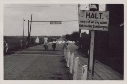Original WWII Dutch photo German sign on the road between Den Haag and Delft