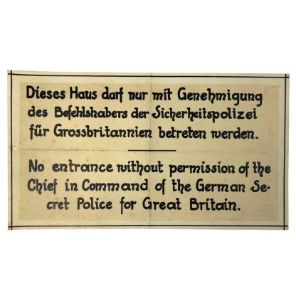 Original WWII German paper sign from the British Channel Island Jersey