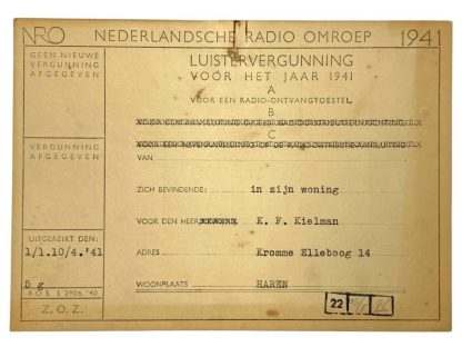 Original WWII Dutch documents grouping from Org. Todt member from Haren (Groningen)
