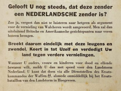 Original WWII Dutch 34. SS-Freiwilligen-Grenadier-Division Landstorm Nederland flyer - Walcherens dijken vernield!