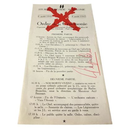 Original WWII Walloon SS-Sturmbrigade Wallonie leaflet with autograph Léon Degrelle