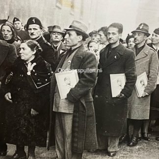 Original WWII German photo of Italian supporters of Benito Mussolini as they line up to get an autograph