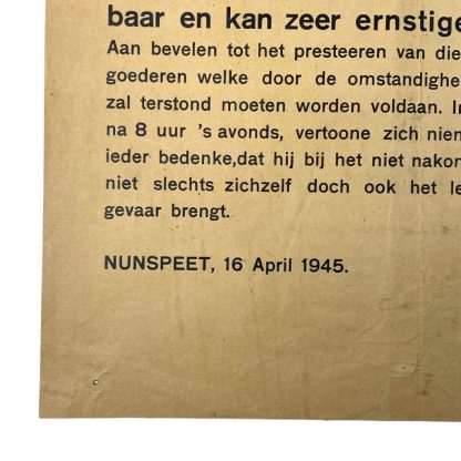 Original WWII Dutch warning poster Nunspeet