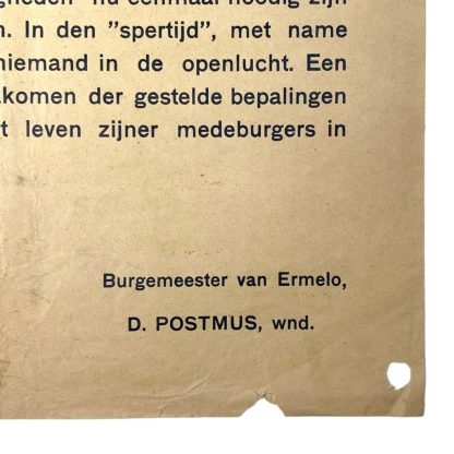 Original WWII Dutch warning poster Nunspeet