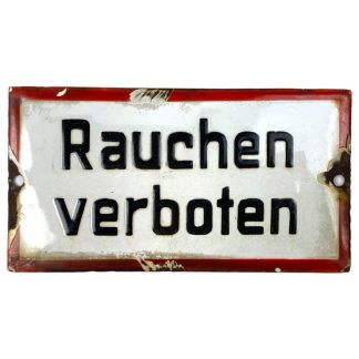 Original WWII German enamel sign 'Rauchen Verboten'