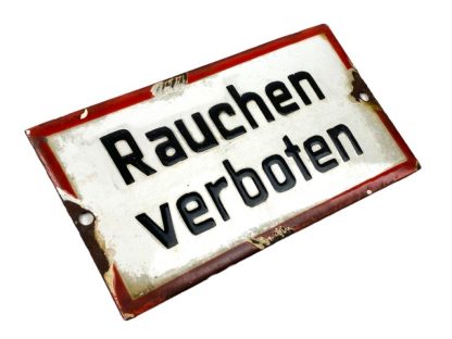 Original WWII German enamel sign 'Rauchen Verboten'