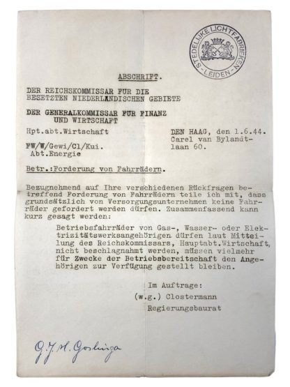 Original WWII Dutch/German grouping of a 'Bedrijfsbescherming' member from Leiden