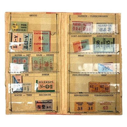 Original WWII Dutch distribution coupons folder with food coupons