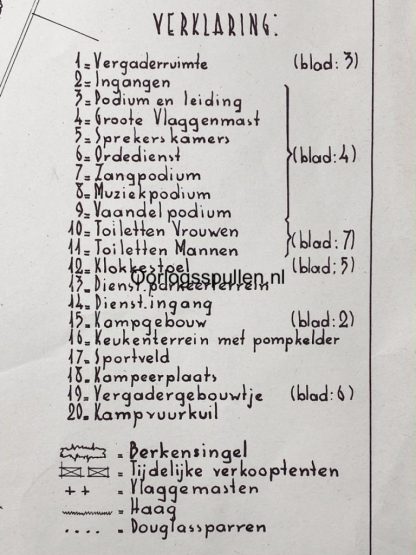 Original WWII Dutch NSB floor plan of Nationaal Tehuis in Lunteren