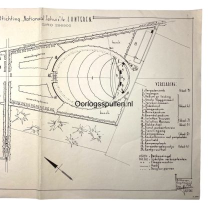 Original WWII Dutch NSB floor plan of Nationaal Tehuis in Lunteren