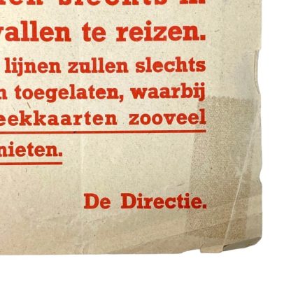 Original WWII Dutch announcement poster regarding the shelling of trams