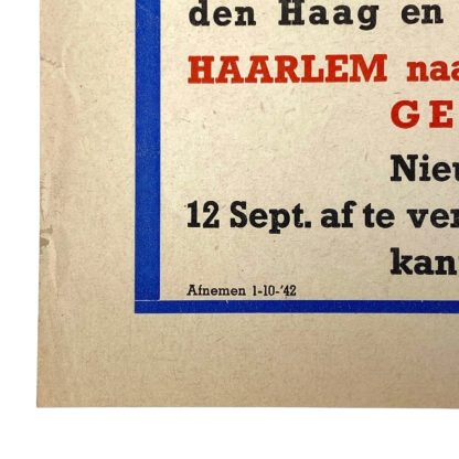 Original WWII Dutch announcement poster regarding to trams in Scheveningen and Den Haag
