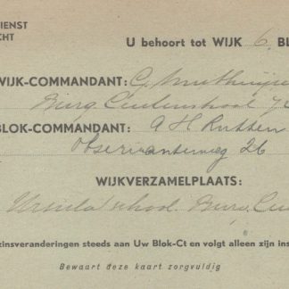 Original WWII Dutch evacuation department card Maastricht