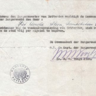 Original WWII Dutch 'Voedselvoorziening' document Rotterdam