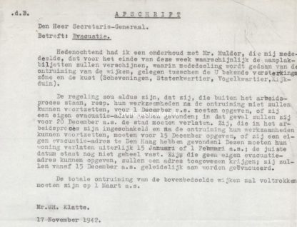 Original WWII Dutch document regarding the German coastal defenses in Scheveningen and its surroundings