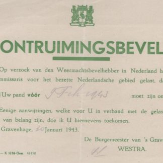 Original WWII Dutch eviction order Den Haag