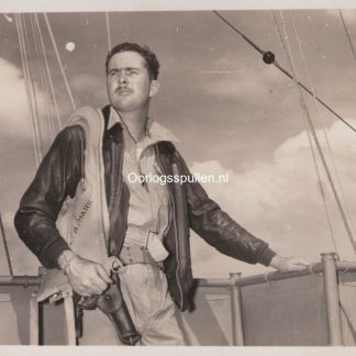 Original WWII US photo - USN war correspondent on Okinawa