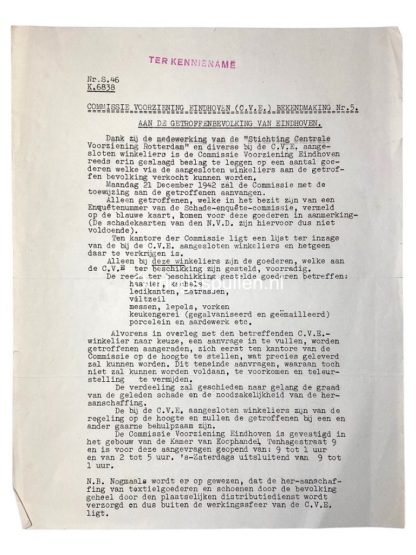 Original WWII Dutch documents related to the bombing of the Phillips factory in Eindhoven