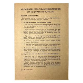 Original WWII Dutch flyer regarding evacuations from Schouwen and Duiveland
