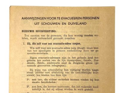 Original WWII Dutch flyer regarding evacuations from Schouwen and Duiveland