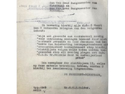 Original WWII Dutch documents regarding evacuations in Heinenoord, Klaaswaal and Piershil