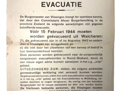 Original WWII Dutch evacuation poster Vlissingen