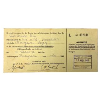 Original WWII German Personalausweis from Bodegraven
