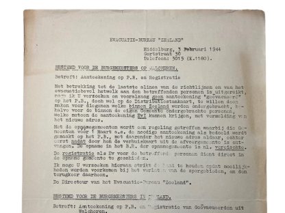 Original WWII Dutch persoonsbewijs related document Walcheren (Zeeland)