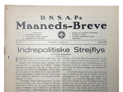 Original WWII Danish DNSAP Maaneds-Breve magazine - April 1936
