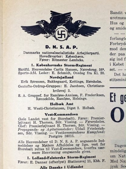 Original early 1930s Danish D.N.S.A.P. newspaper ‘Det Danske Folk ANGREB’