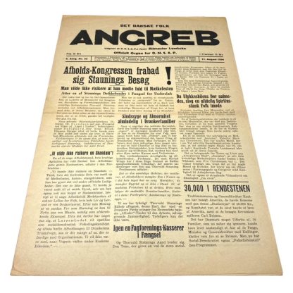 Original early 1930s Danish D.N.S.A.P. newspaper ‘Det Danske Folk ANGREB’