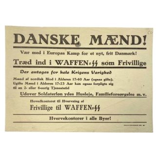 Original WWII Danish Waffen-SS recruitment poster ‘Danske Mænd!’