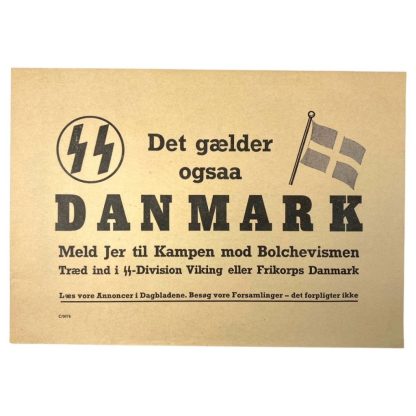 Original WWII Danish Waffen-SS poster for the 5. SS-Panzer-Division Wiking and ‘Frikorps Danmark’