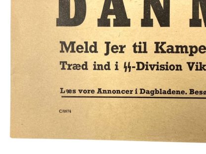 Original WWII Danish Waffen-SS poster for the 5. SS-Panzer-Division Wiking and ‘Frikorps Danmark’