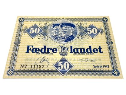 Original WWII Danish DNSAP propaganda note of 50 Kroners
